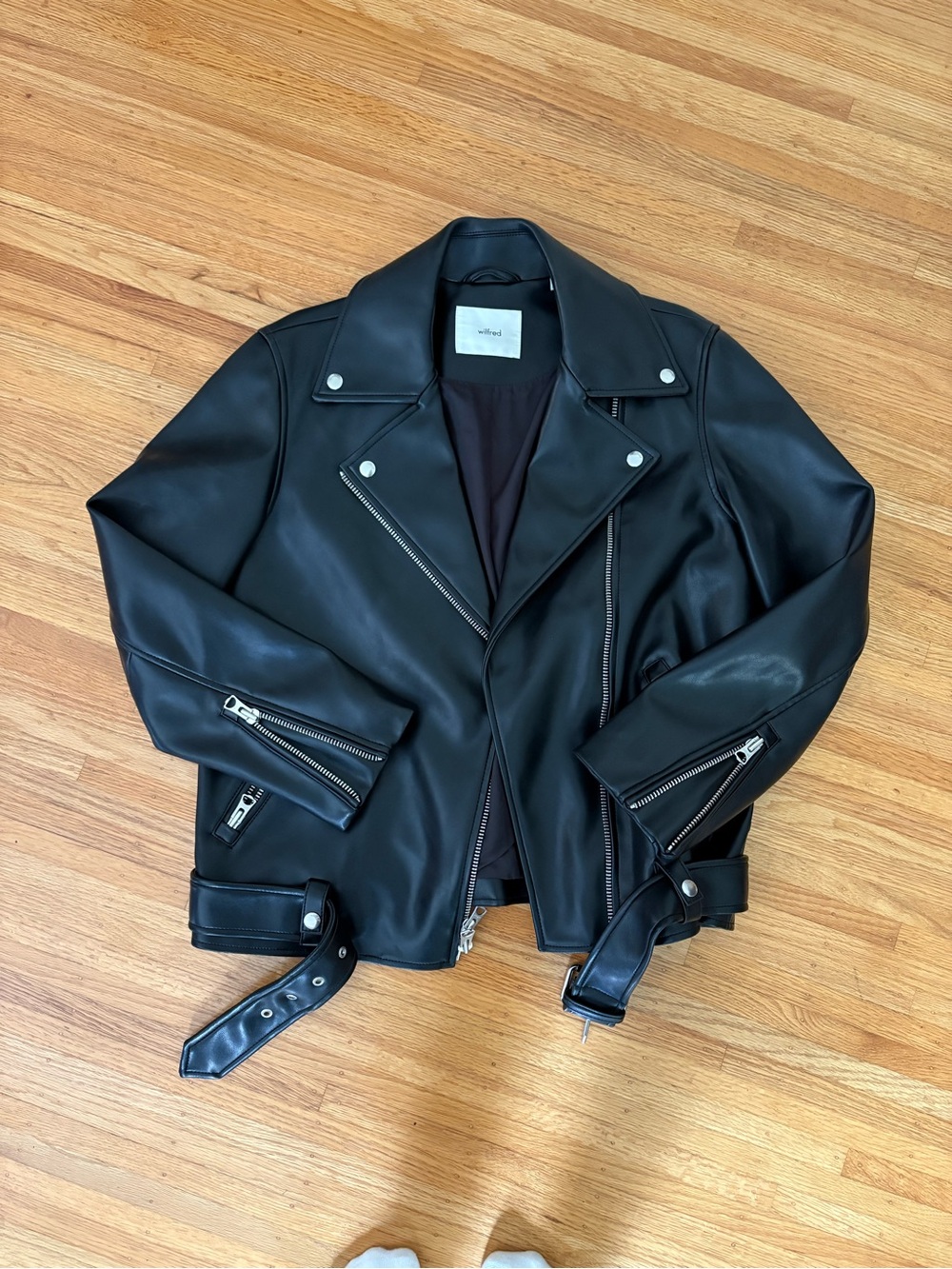 Wilfred Black Faux Leather Biker Jacket